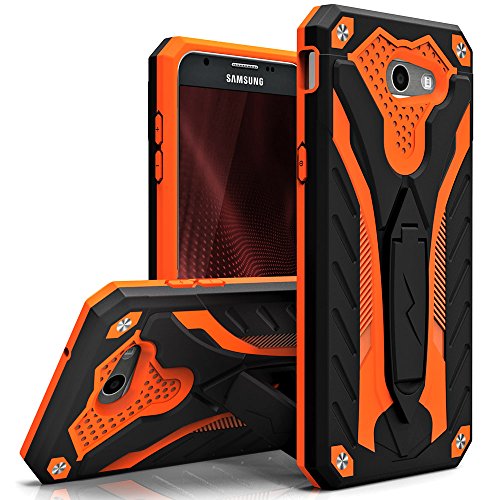 Zizo Cell Phone Case for Samsung Galaxy J7 J700 2015 - Retail Packaging - Black/Orange