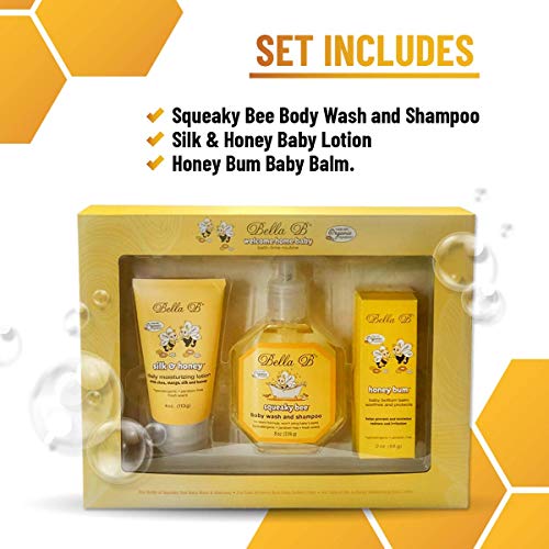 Image of Bella B 3-Piece Baby Bath Gift Set- Baby Shower Gifts - Baby Body Wash - Baby Lotion - Organic Diaper Rash Cream - Baby Body Lotion - Organic Baby Lotion - Organic Baby Shampoo