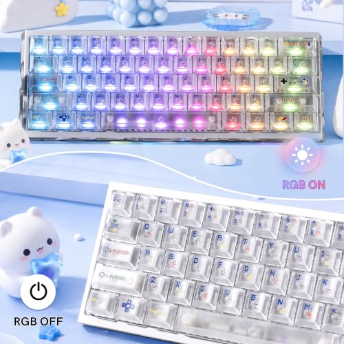 Image of dagaladoo White Clear Keycaps,Frost Jelly Key caps,Pixel Game