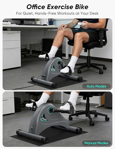 Image of Under Desk Bike Pedal Exerciser for Seniors, LUBBYGIM Mini Exercise Bike for Physical Therapy, Electric Motorized Foot Pedal Machine for Arm and Leg Fitness, 6 Speed Levels