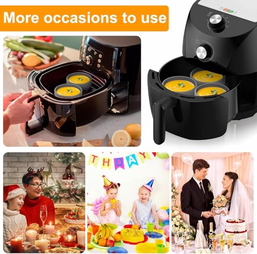 Image of NIHUIFDPY 3Pcs Air Fryer Egg Poacher, 4x1.3 Inch Silicone Egg Poacher Cups for Egg Bites - Nonstick Microwave Egg Boiler Mold, Dishwasher Safe Silicone Egg Cooker for Oven & Steamer
