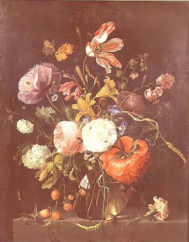 Toile fleurs dans un vase en verre de Jacob Van Walscapelle pour décoration salon moderne