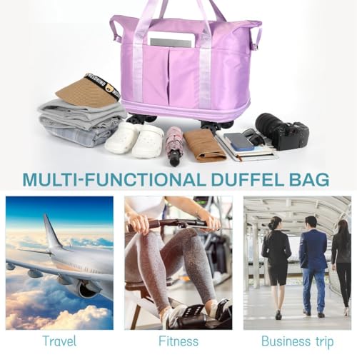 1 Piece Rolling Duffle Bag with Wheels, Oxford Cloth Expandable Foldable Duffel Bag with Wheels for Travel, Rolling Luggage Duffel Bag,B3