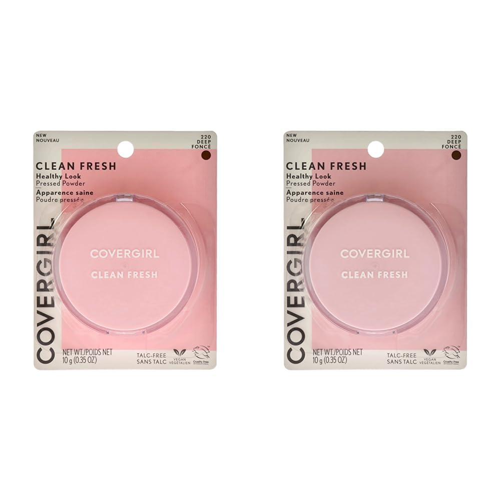 COVERGIRLCOVERGIRL Clean Fresh Pressed Powder, Deep, 0.35 Ounce, 220 Deep (99350052598) (Pack of 2)