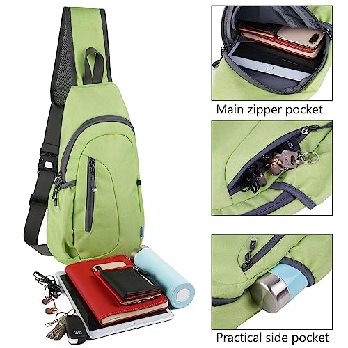 TITECOUGO Small Sling Bag Lightweight Crossbody Canvas Bag for Women Rucksack for Men Running Backpack Travel Chest Pack Shoulder Daypack for Gym Work Sports Hiking Outdoor Green - Image 2