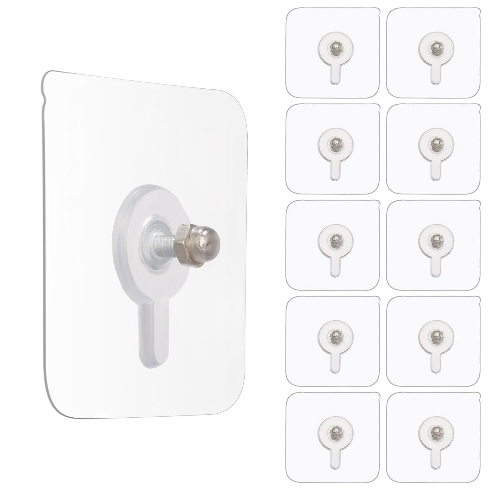 CHGCRAFT 36 Pcs Picture Hangers Without Nails Clear Adhesive Picture Hangers Acrylic No Damage Wall Hooks for Kitchen Bathroom Bedroom Office, 57×57×16mm