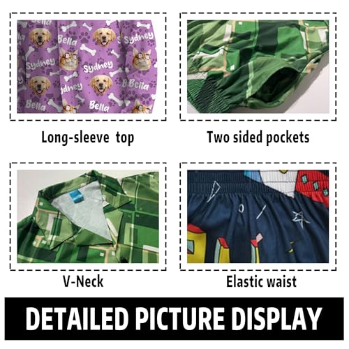 M YESCUSTOM Personalized Pajamas with Photo Face for Cat Dog Mom Custom Pet Pajamas Funny Christmas Women's PJS Sets3