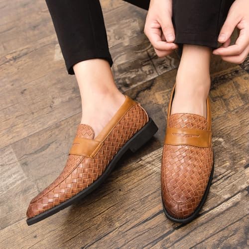 Dress Formal Shoes for Men Pu Leather Uniform Slip-on Round Toe Classic Business Party Wedding Anti-Slip Rubber Sole Slip Resistant Block Heel Casual4