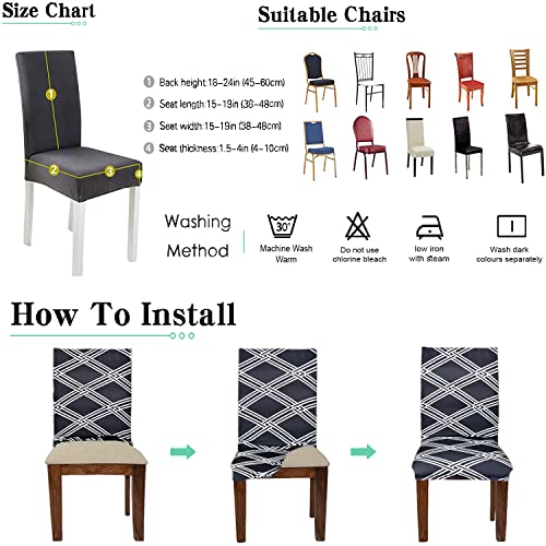 Image of Magical Universal Elastic Premium Stretchable Magic Slipcover Stretch Dining Table Room Chair Covers Protector Set of 4 Piece Seater India (Linen Black)