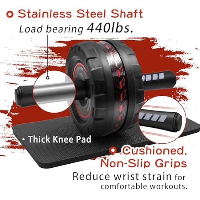 Ab roller wheel with knee pad for abdominal exercise core workout weight loss no noise easy to assembling light weight perfect home gym equipment for men & women