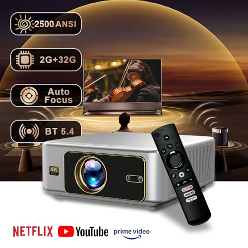 Image of 4K HDR10+ AUN Quadra Projector 4K Ultra HD, Dolby Digital Plus, Net-Flix Certified, 32000 Lumens, Dual HDMI-EARC, Fully Sealed, YouTube Hotstar Prime, Linux OS,1080p Native Projector for Room