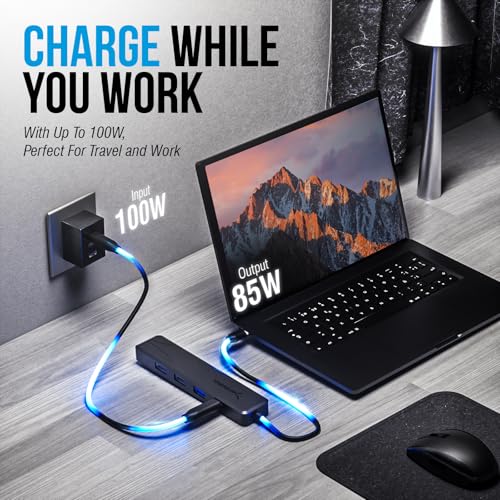 Hub USB-C Multipresa [5-porte] con 4K HDMI | USB Tipo-C PD (60W) | USB 3.2 Gen 1 Porta| 2 USB 2.0 Porte compatibile con PS5, PC, MacBook (HB-TC5P) - Hub USB - Immagine 2