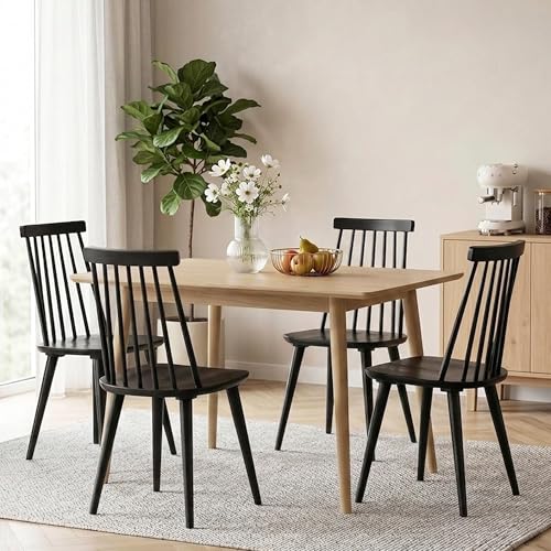 DUHOME Dining Chairs Set of 4 Wood Dining Room Chair Black Spindle Side Kitchen Room Country Farmhouse Chairs Black
