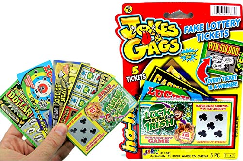 JA-RU Jokes & Gags Fake Lottery Tickets (1 Pack, 5 Tickets Total) – Fake Scratch Off Tickets,...