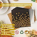 75PCS Paper Plates and Napkins Set - Black and Gold Dot Disposable Party Dinnerware Includes Paper Plates, Napkins, Forks Decorations for 2026 New Year, Birthdays and Weddings, Serves 25 - Image 4