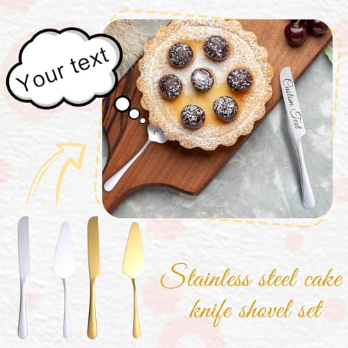 Custom Names Cake Cutting Set with Stainless Steel Forks,Personalized Wedding Cake ππ£πππ and Server Set,Gift for Anniversary, Birthday (Silver) - Image 2