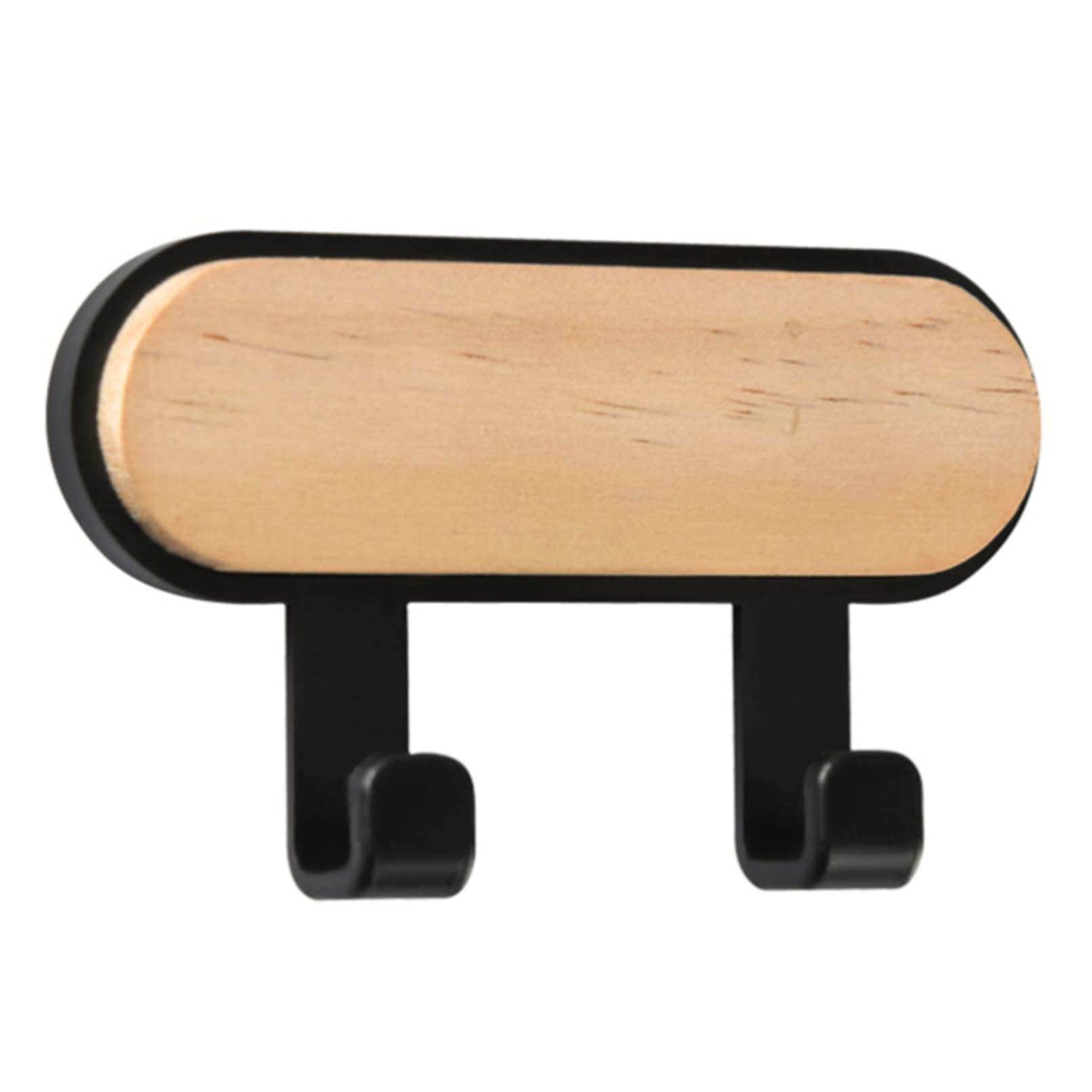 QXPDD Wooden Wall Hooks Hanging Wall Mounted Self-adhesive Multi purpose Coat Hooks for Keys Towel Clothes,Black-double row