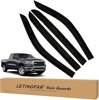 Tape-on Rain Guards for 2009-2024 Dodge Ram 1500 Crew Cab, for 2009-2024 Dodge Ram 1500 Accessories，Side Vent Visors Shades Window Deflectors for Dodge Ram 1500