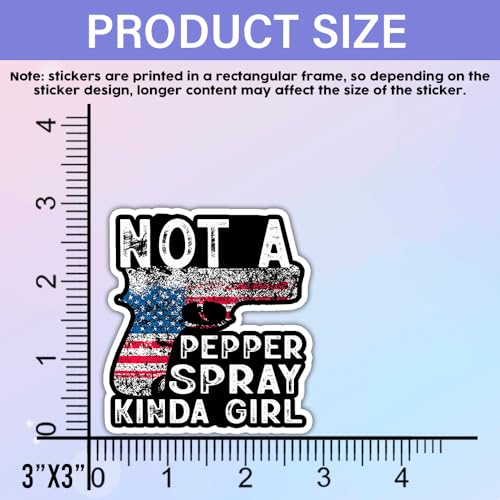 Image of SODAVA 3-Pack Not A Pepper Spray 'Kind of Girl' Patriotic Flag & Gun Stickers for Strong Women, Vinyl, Glossy, Rectangular, Outdoor, Year-Round, Stickers