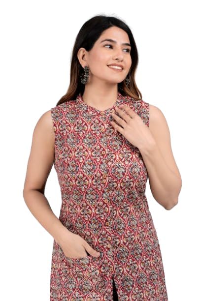 Image of Cotton Printed Front Slit Kurta with Palazzo Set for Women