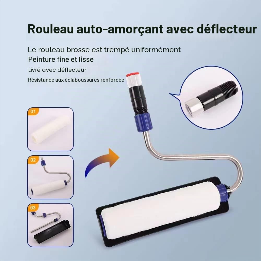 Airless Pistolet Peinture Haute Pression +Brosse Murale Auto-amorçante Peinture Rouleau+30 CM Tige Extension pour Pulvérisateur Airless Buse Rallonge Pistolet Peinture