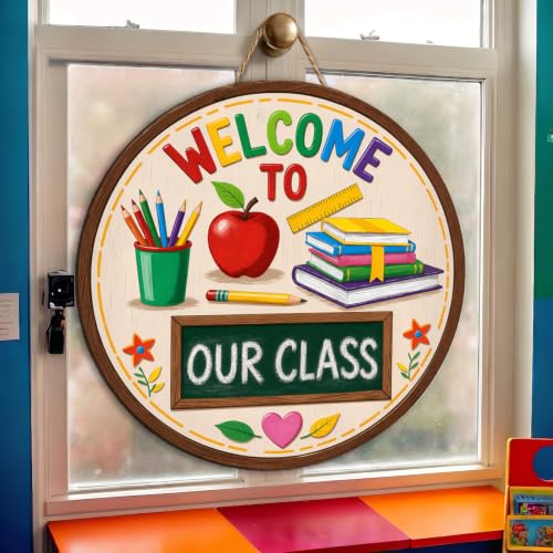 Back to School Wood Sign Welcome to Our Class Door Decor