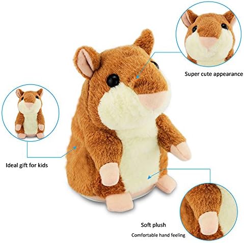 CestMall Talking Hamster Repeats What You Say Electronic Pet Talking Plush Buddy Mouse for Kids, 3 x 5.7 inches (Brown)
