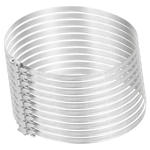 uxcell 7 Inch 430 Stainless Steel Duct Clamps, 10 Pcs Adjustable Hose Clamps with Worm Gear Pipe Clamp Air Duct Clamp for Flexible Ducting Heating Cooling Exhaust Ventilation by uxcell - Used condition - CA$34.97