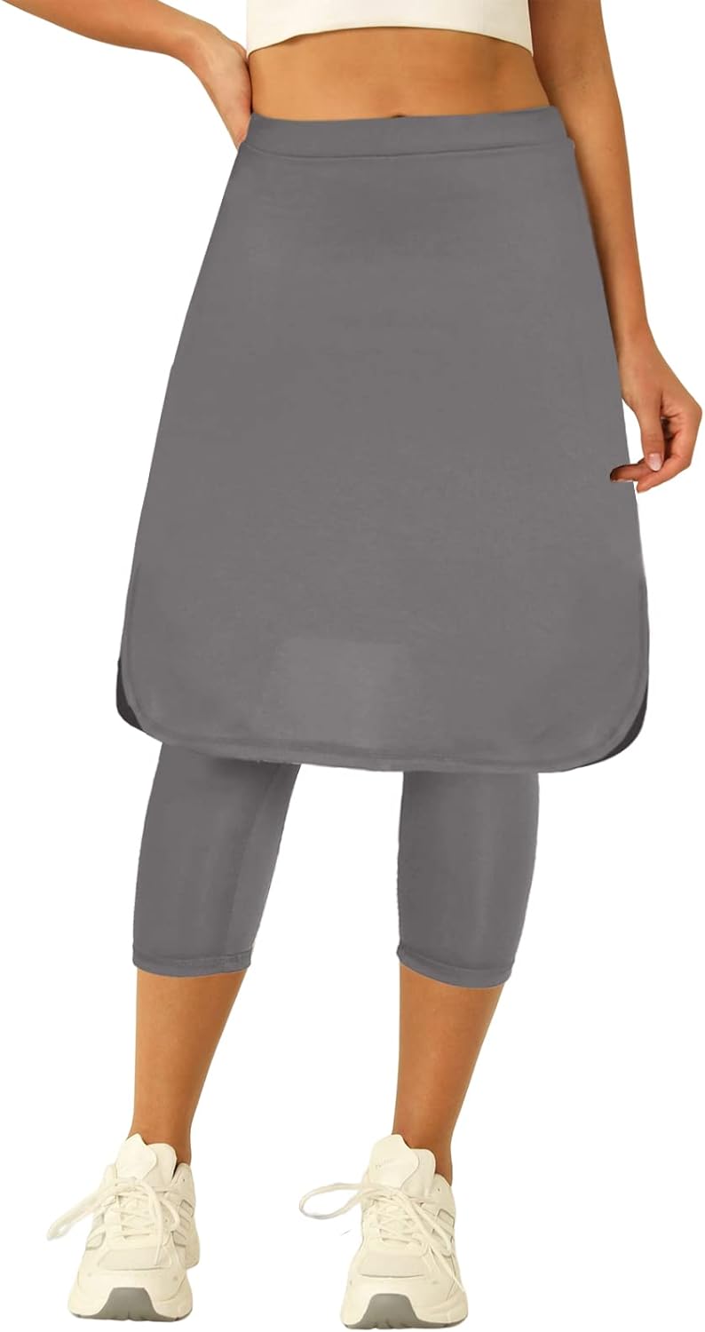 Aurgelmir Womens Knee Lengte Tennisskirts met gebou in Capri Full Lengment Leggingstout Active Golf Skorts