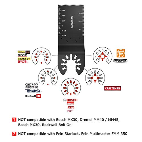 50 Pack Professional Pro Grade Wood/Bi-Metal Oscillating Saw Blades Universal Quick Release Multitool Tool Blade Japan Tooth For Bosch, Craftsman, Fein, Ridgid, Tch, Makita, Milwaukee #TOP1