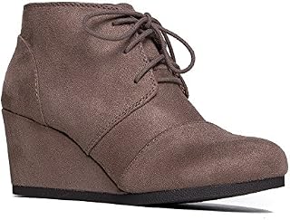 J. Adams Roxy Wedge Booties - Casual Lace Up Low Heel Closed Toe