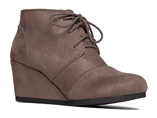 J. Adams Roxy Wedge Booties - Casual Lace Up Low Heel Closed Toe
