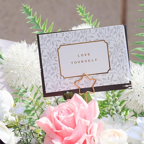 Mezchi 100 Pcs Metal Wire Floral Picks, 13 Inch Wire Floral Place Card Holder Stick, Metal Table Name Number Clips, Photo Menu Note Holder Gift Card Holder for Party, Birthday, Flower Arrangements - Thumbnail 5