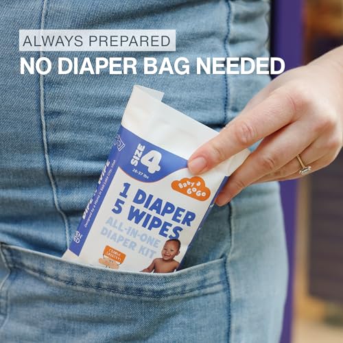 Baby a GoGo Changing Kit Size 4 (22–37 lbs, 10 Pack) – Travel Change Kit with 1 Diaper, 5 Wipes & Disposable Bag – Baby Travel Essentials