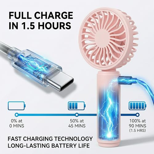 VanSmaGo 4 Pack Mini Handheld Fan, USB Rechargeable Portable Fan with 3 Speeds, Small Pocket Personal Fan for Travel, Theme Park, Summer Holiday Essentials, Commute and Outdoors — view 4