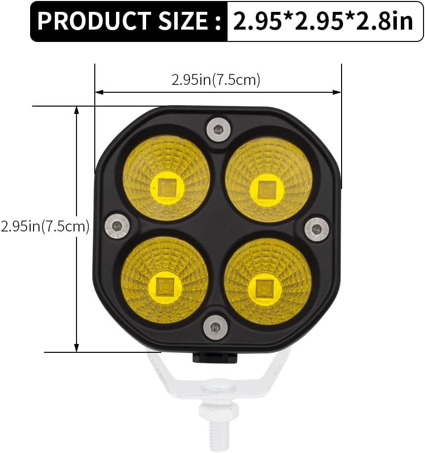STDYSUN LED Yellow/Amber Driving Fog Lights Pod Lights Offroad Driving Lights Flood Beam 2Pcs 3Inch 40W Waterproof Work Auxiliary Lights Ditch Lights fit for Car Truck ATV UTV Motorcycle Golf Pick-up