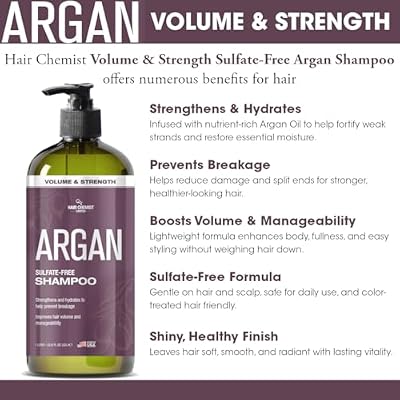 Hair Chemist Volume & Strength Sulfate-Free Argan Shampoo 33.8 oz. - Natural Sulfate Free Shampoo for Hair
