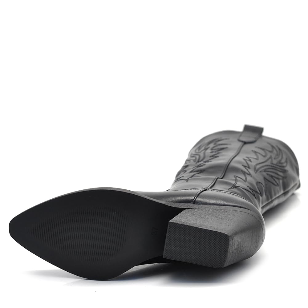 IF Fashion Stivali Cowboy Western Texani Scarpe da Donna A Punta Camperos GA021 Nero N.39