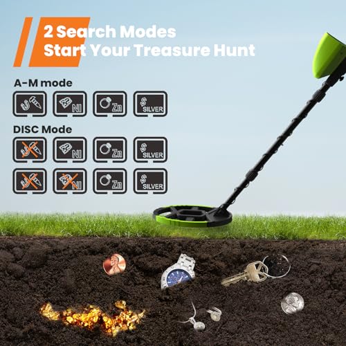 Image of GoGonova Metal Detector for Adults & Kids, Kids Metal Detector, Waterproof Metal Detectors with High Accuracy Lightweight 8 inch Search Coil, All Metal & Disc Modes for Junior & Youth Gold Detector