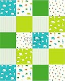 ESTAhome patchwork di carta da parati animali verde limetta e turchese 20 behangtegels van 53 x 53 cm