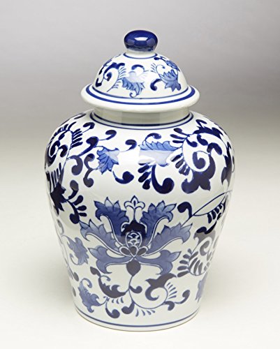 Zeckos AA Importing 59777 10 Inch Blue and White Ginger Jar