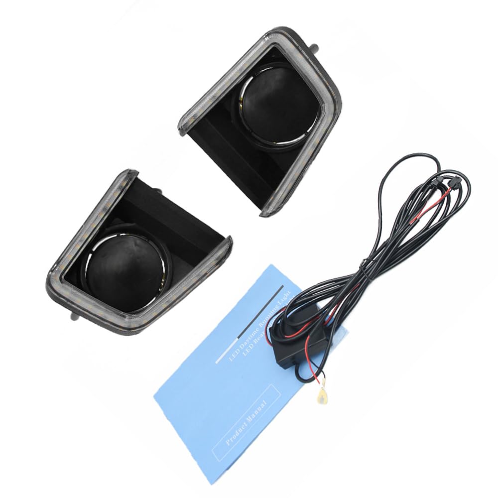 KACEPAR Daytime Running Light Lamp with Dynamic Sequential Turn Signal, Dual Color LED Front Bumper DRL Fog Driving Light, 2014-2021 Compatible with Toyota Tundra