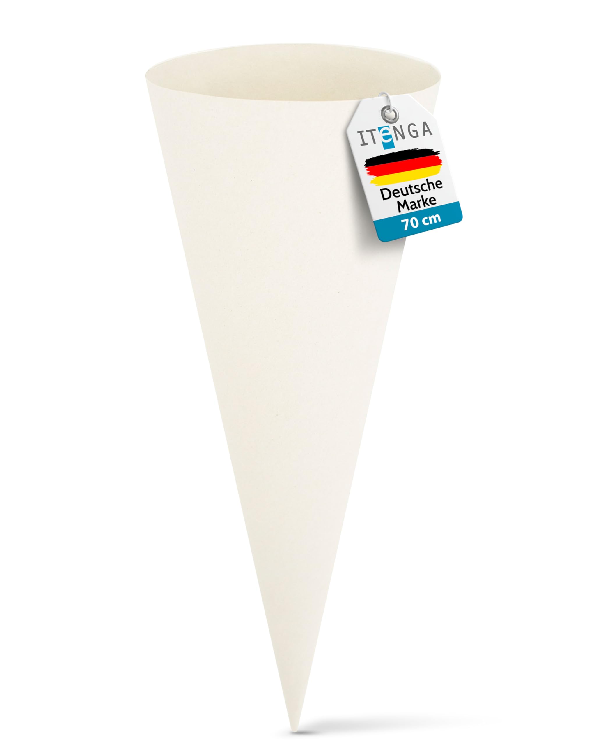 itenga Bastelschultüte 70cm rund Schultütenrohling (Weiß ohne Verschluss)