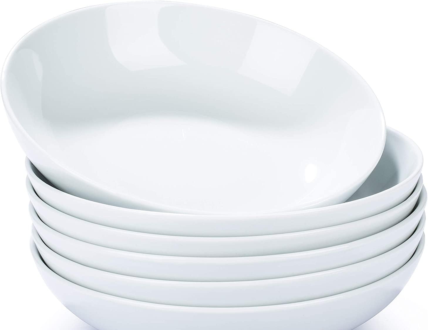 6 Piece White Pasta Bowl Set