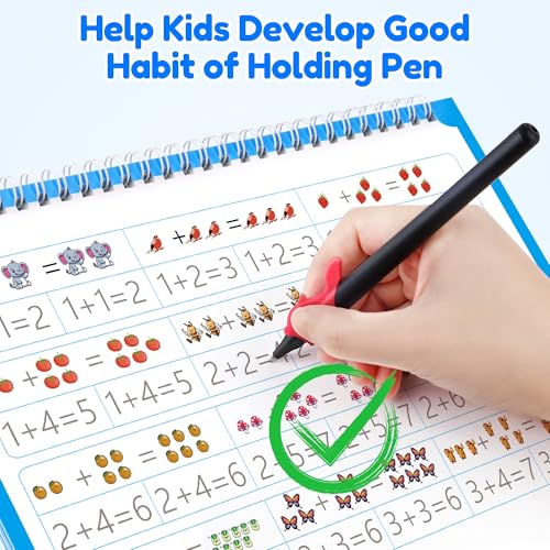 Image of Large Magic Grooved Writing Practice Books for Kids, Reusable Grooved Handwriting Workbooks, Number Letter Tracing Books for Kids Age 3-8 Kindergarten Preschool Calligraphy
