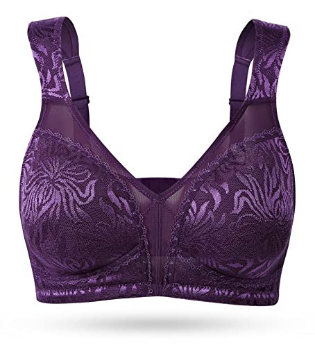 Wingslove Femme Soutien-Gorge Minimiseur Grande Taille Non Rembourré sans Armature(Pourpre,110D)