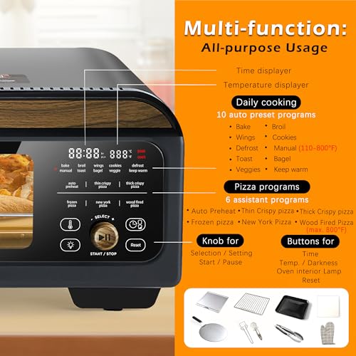 Ryrot Upgrade Electric Pizza Oven With 800°F Make Pizza In Minutes, 12 Inch Portable Countertop Versatile Pizza Oven For Indoor & Outdoor thumb #3