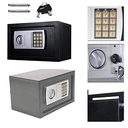 Lucn Elektronik Zahlenschloss Mit Schlüssel Möbeltresor Wandtresor Minitresor Digital Elektronische Sicher Klein Tresor 8,5 L Kapazität 31 x 20 x 20 cm - Grau