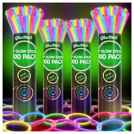 400 Ultra Bright Glow Sticks Bulk - Halloween Glow in the Dark Party Supplies Pack - 8" Glowsticks Easter Party Favors with Bracelets and Necklaces