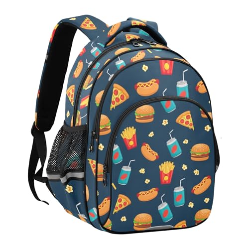 Emelivor Burger Hotdogs Blue Kids Backpack Cute School Backpacks Toddler Bookbag Daypacks for Kids,S2